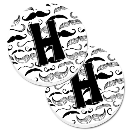 Carolines Treasures Letter H Moustache Initial Cup Holder Car Coaster, PK2 CJ2009-HCARC